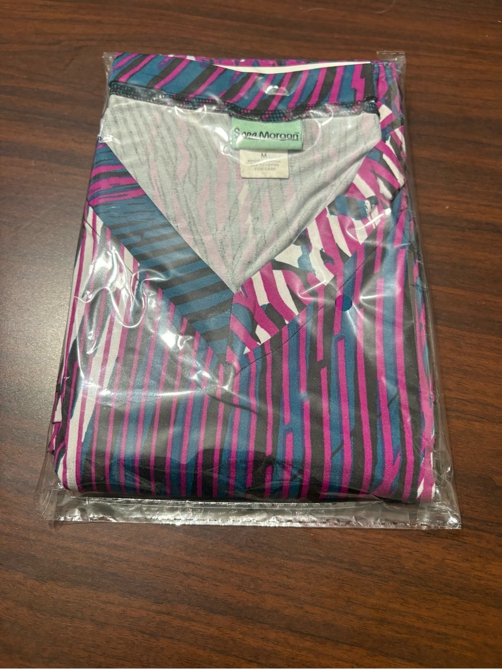 Dana-Montane V-Neck Long Sleeve Top in Teal and Purple Print - Picture 10 of 10